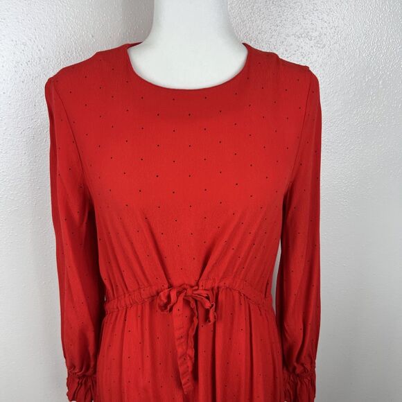 & Other Stories Paris Atelier Dress Women 8 Red Polka Dot Long Sleeve Casual - Picture 7 of 13